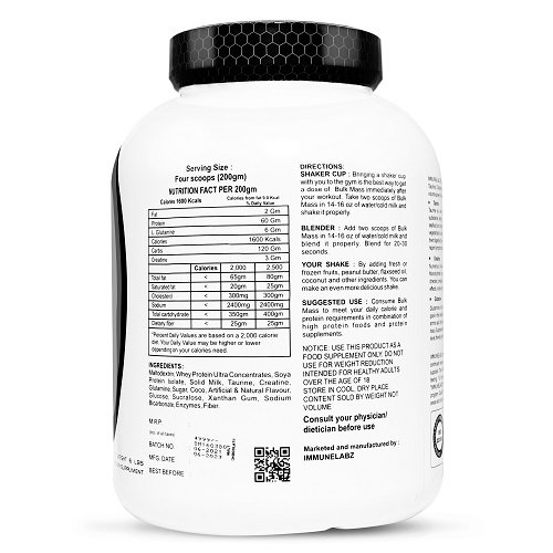 13-B BULK MASS 6LB Immunelabz Nutrition – Bulk Mass Gainer (6lbs) | 15g Protein | Banana Creame, Chocolate, Kesar Pista, Mango, Strawberry, Vanilla Flavours - Image 2