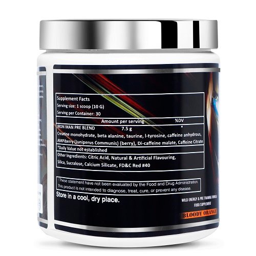 16-C IRON MAN Immunelabz Nutrition Iron Man Advanced Pre-Workout | Energy, Focus & Performance Support Formula | Bloody Orange | 300g - Image 2