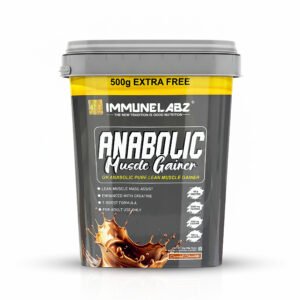 Immunelabz Nutrition GH Anabolic Muscle Gainer | Advanced Carb-Protein Blend for Maximum Muscle Gain & Weight Support | 4Kg + 500g Extra Free | Caramel Chocolate Flavour