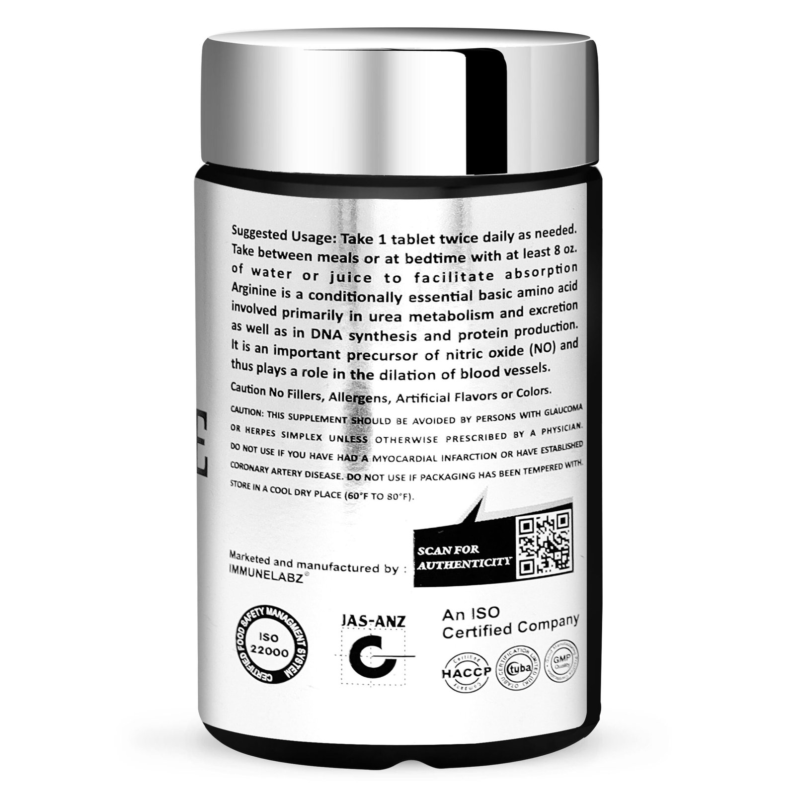 5c Immunelabz Nutrition L-Arginine 1000mg Tablets | Advanced Nitric Oxide Support Formula for Workout Performance | 60 Tablets - Image 3