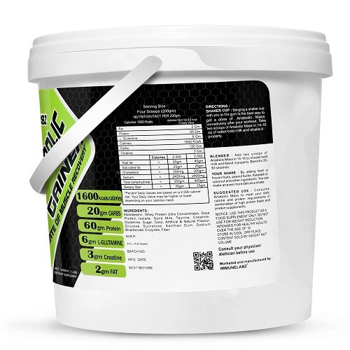 8-B ANABOLIC 10LB Immunelabz Nutrition – Anabolic Mass Gainer (8.8lbs) | 60g Protein | Banana Creame, Chocolate, Kesar Pista, Malai Kulfi, Mango, Strawberry, Vanilla Flavours - Image 3
