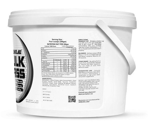 9-C BULK MASS 10LB Immunelabz Nutrition – Bulk Mass Gainer (10lbs) | 15g Protein | Banana Creame, Chocolate, Kesar Pista, Malai Kulfi, Mango, Strawberry, Vanilla Flavours - Image 3