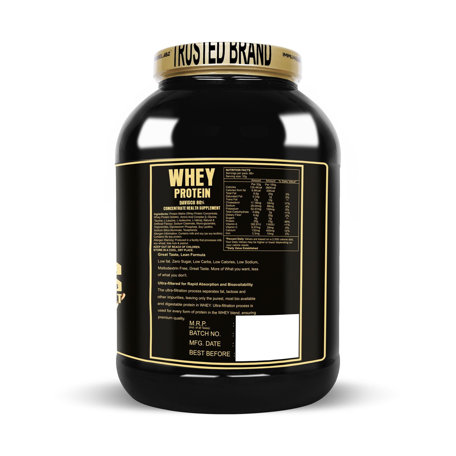 IMMUNELABZ DEVISCO GOLD 2KG CHOCO 1B Immunelabz Nutrition – Whey Protein Davisco 80% (Gold Series) | (2Kg) | 25g Protein | Cookies & Creame, Creamy Coconut, Malai Kulfi, Mango Kulfi, Smooth Chocolate, Strawberry kulfi, Tutti Frooti Flavours - Image 2