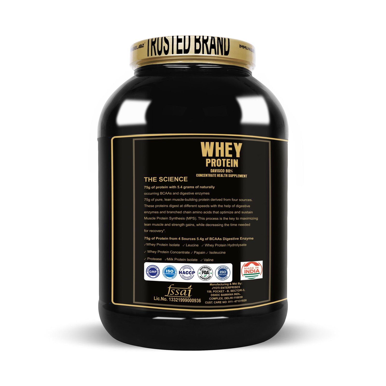 IMMUNELABZ DEVISCO GOLD 2KG CHOCO 1C Immunelabz Nutrition – Whey Protein Davisco 80% (Gold Series) | (2Kg) | 25g Protein | Cookies & Creame, Creamy Coconut, Malai Kulfi, Mango Kulfi, Smooth Chocolate, Strawberry kulfi, Tutti Frooti Flavours - Image 3