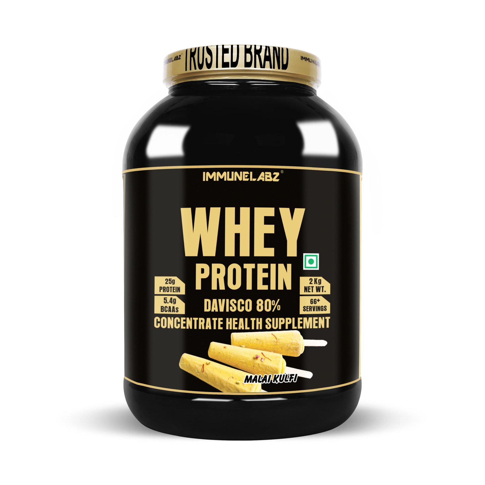 IMMUNELABZ DEVISCO GOLD 2KG MALAI KULFI 6A Immunelabz Nutrition – Whey Protein Davisco 80% (Gold Series) | (2Kg) | 25g Protein | Cookies & Creame, Creamy Coconut, Malai Kulfi, Mango Kulfi, Smooth Chocolate, Strawberry kulfi, Tutti Frooti Flavours - Image 6