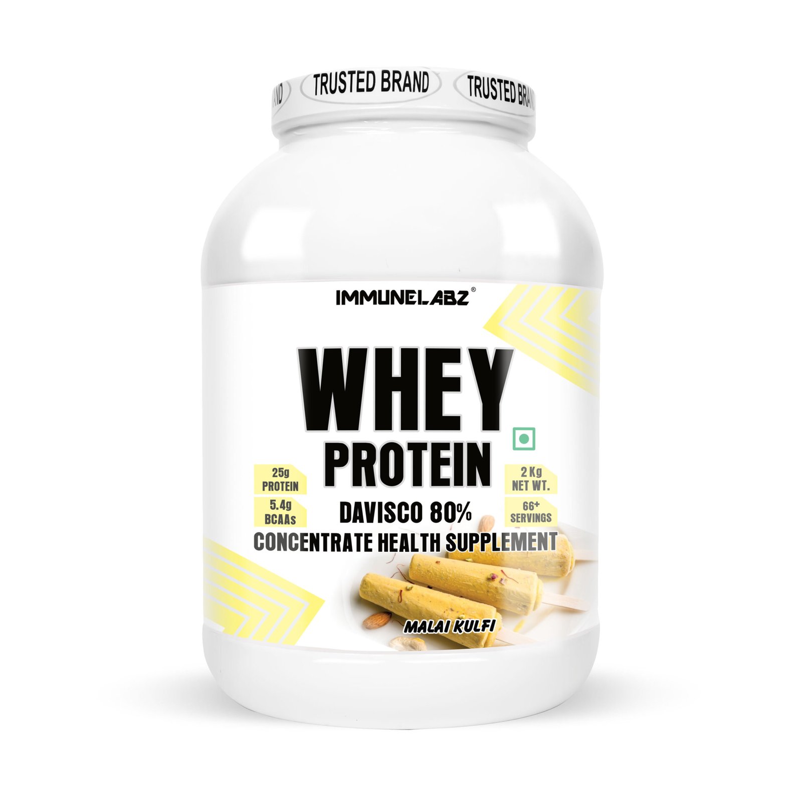 IMMUNELABZ DEVISCO WHITE 2KG MALAI KULFI 18A Immunelabz Nutrition – Whey Protein Davisco 80% (White Series) | (2Kg) | 25g Protein | Cookies & Creame, Malai Kulfi, Mango Kulfi, Smooth Chocolate, Strawberry kulfi, Tutti Frooti Flavours - Image 7