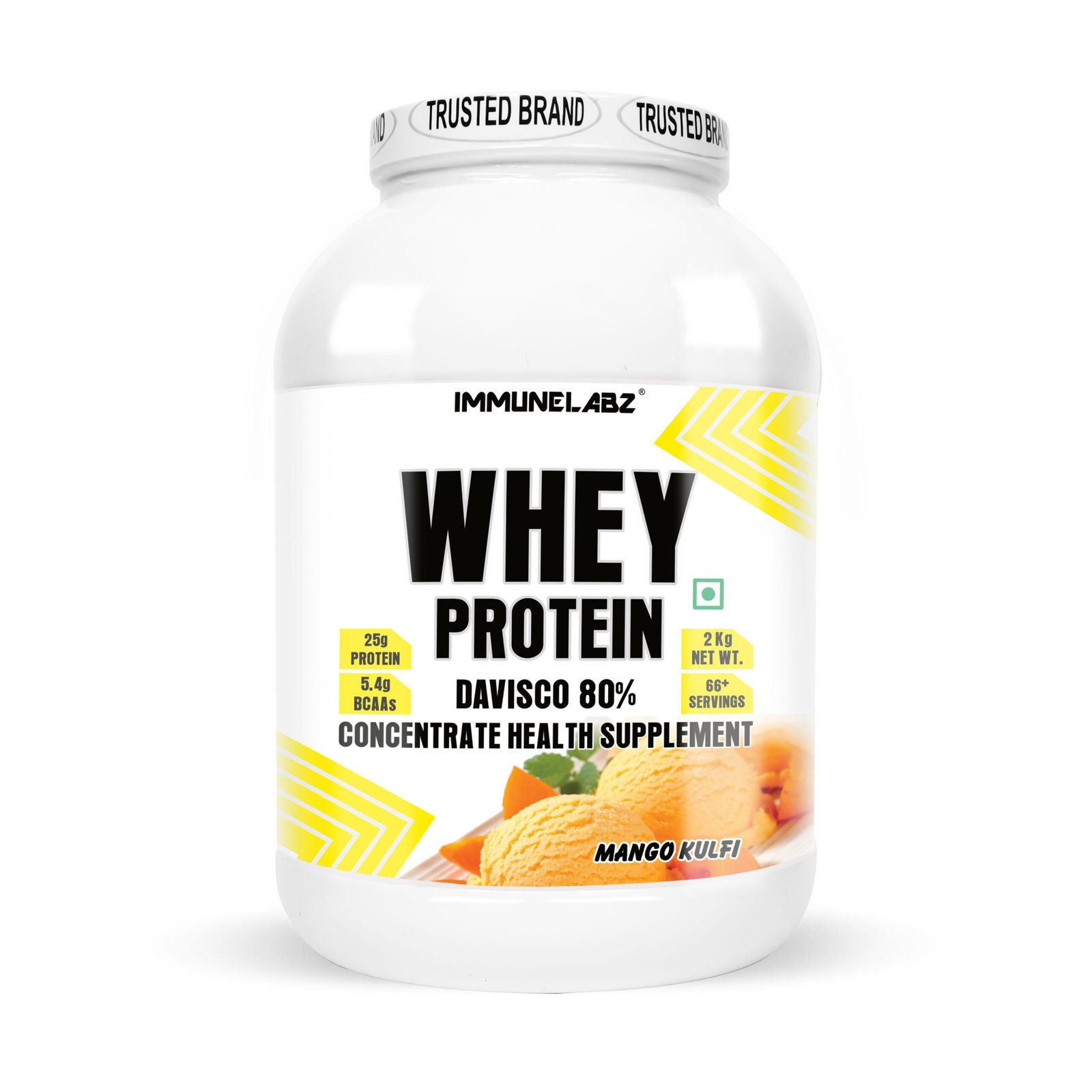 IMMUNELABZ DEVISCO WHITE 2KG MANGO 17A Immunelabz Nutrition – Whey Protein Davisco 80% (White Series) | (2Kg) | 25g Protein | Cookies & Creame, Malai Kulfi, Mango Kulfi, Smooth Chocolate, Strawberry kulfi, Tutti Frooti Flavours - Image 10