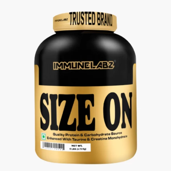 Size On Mass-02 Immunelabz Nutrition Size On Mass Gainer | 6lbs | Banana Creame, Kesar Pista, Malai Kulfi, Mango, Strawberry, Vanilla, Milk Chocolate Flavours