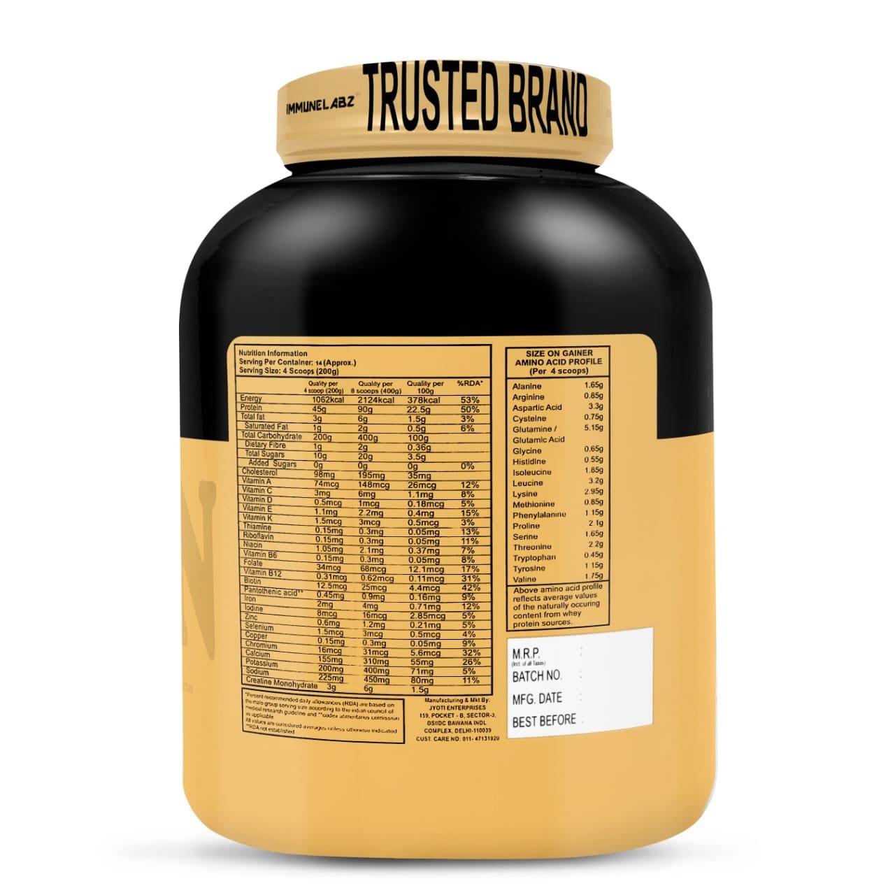 Size On Mass-05 Immunelabz Nutrition Size On Mass Gainer | 6lbs | Banana Creame, Kesar Pista, Malai Kulfi, Mango, Strawberry, Vanilla, Milk Chocolate Flavours - Image 3