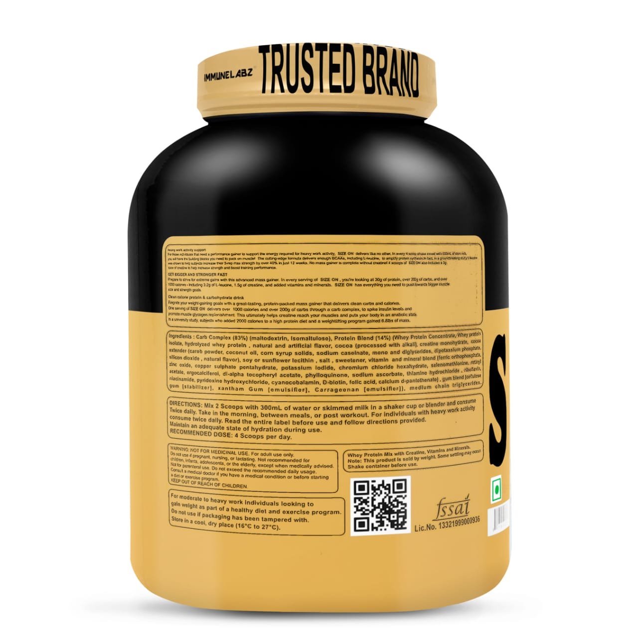 Size On Mass-04 Immunelabz Nutrition Size On Mass Gainer | 6lbs | Banana Creame, Kesar Pista, Malai Kulfi, Mango, Strawberry, Vanilla, Milk Chocolate Flavours - Image 2
