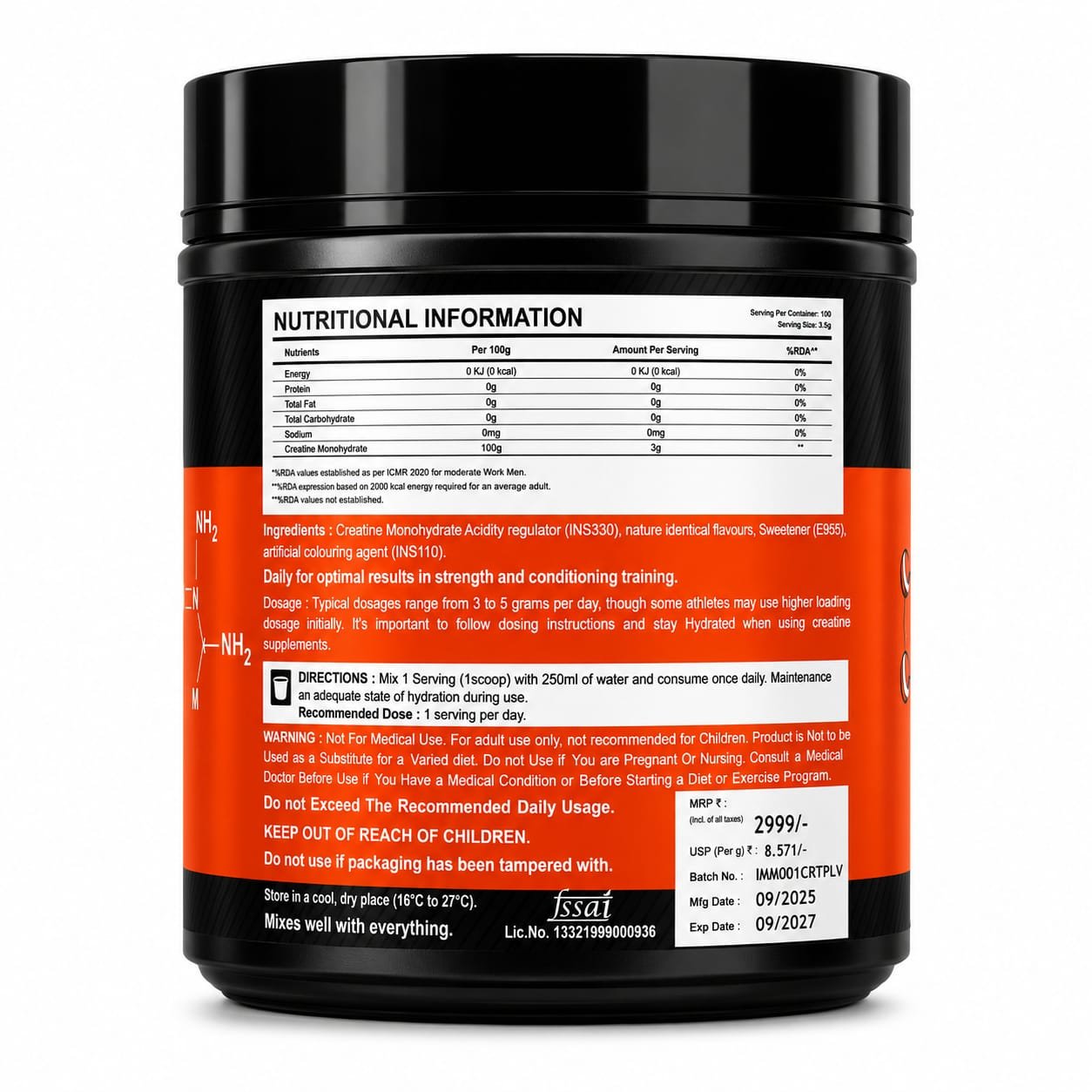 2.0 Creatine-03 Immunelabz Nutrition 2.0 Micronized Creatine Monohydrate | Pure Strength, Power & Muscle Performance Formula | 300g | Tropical Tango - Image 3